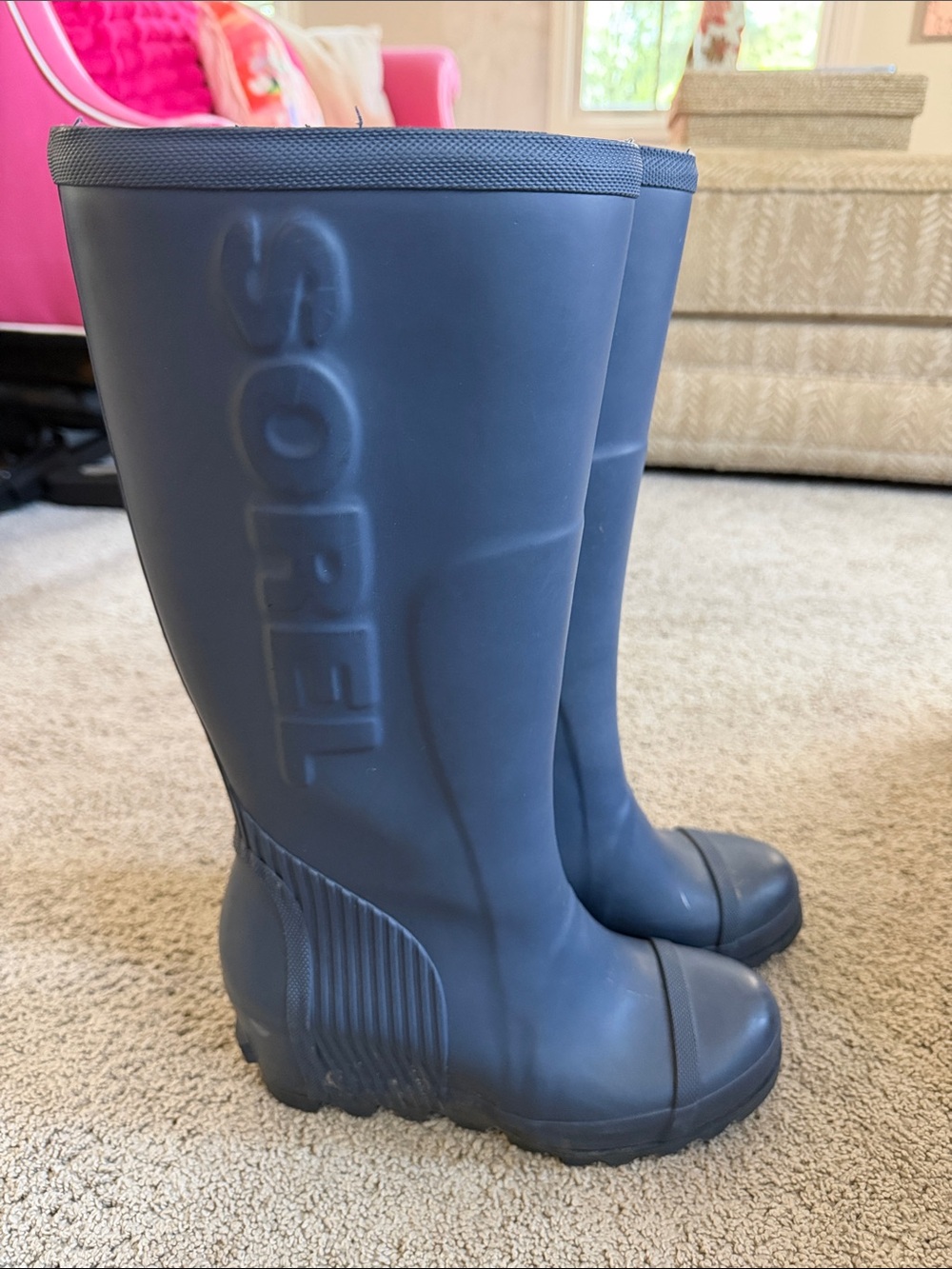 Sorel Navy Tall Rubber Rain Boots